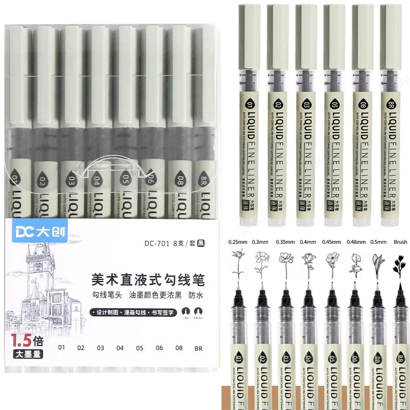 12 Tibs Black Pen Fine Line Sk - Correction Pen Fine recension och pris
