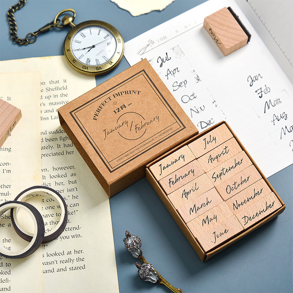 Month Rubber Stamp Natural Woo - Rubber Date Stamp recension och pris