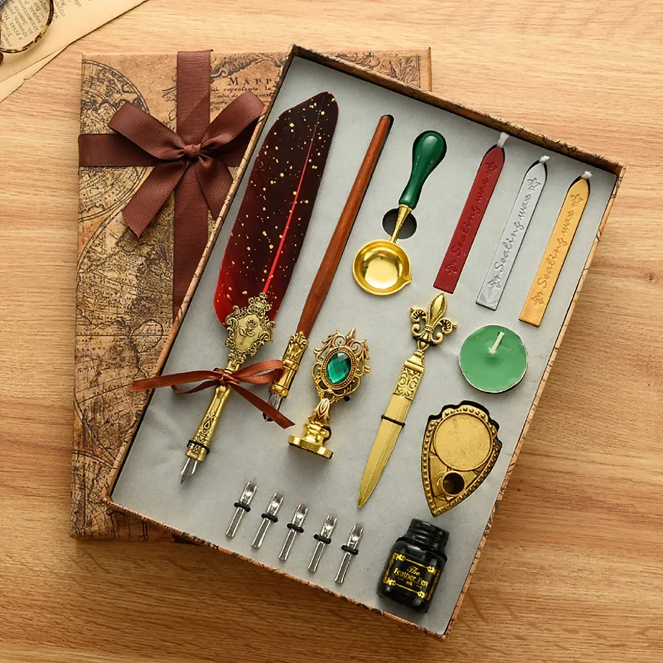 Classic Calligraphy Feather Pe - Wax Seal Stamp Set recension och pris