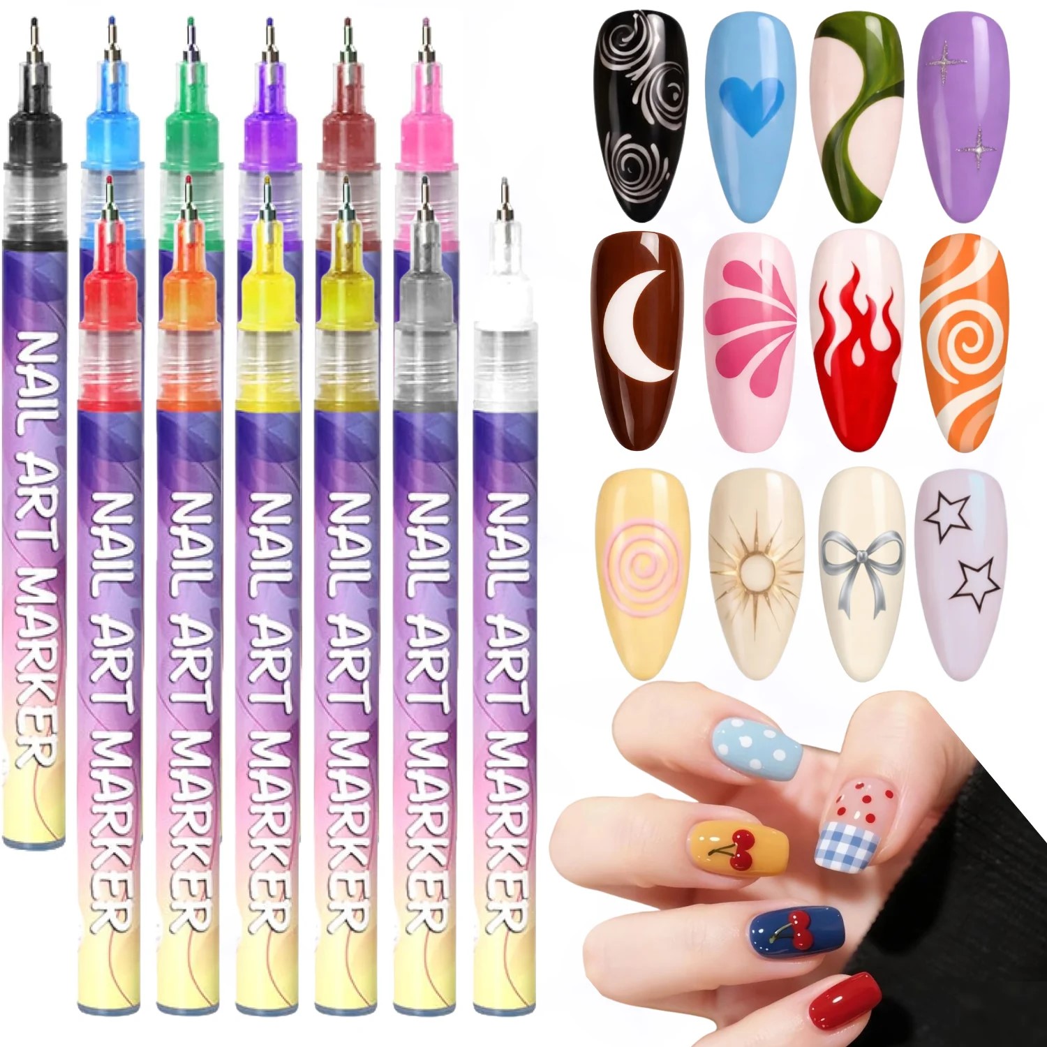 12 Colors 3D Nail Art Pens Set - Correction Pen Fine recension och pris