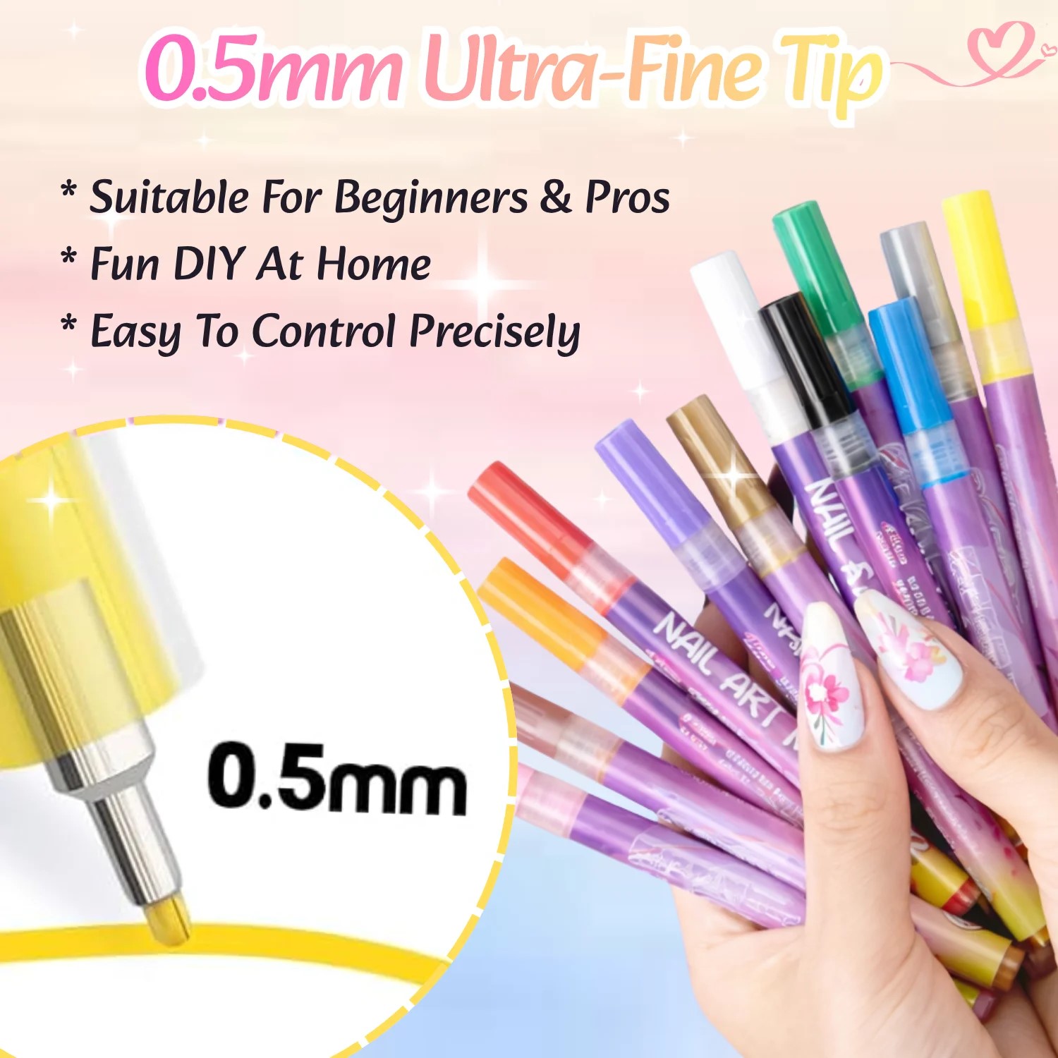 12 Colors 3D Nail Art Pens Set - Correction Pen Fine recension och pris